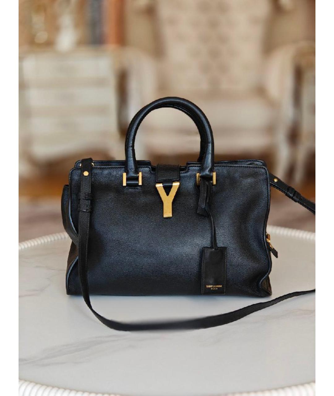 SAINT LAURENT Черная кожаная сумка с короткими ручками, фото 9