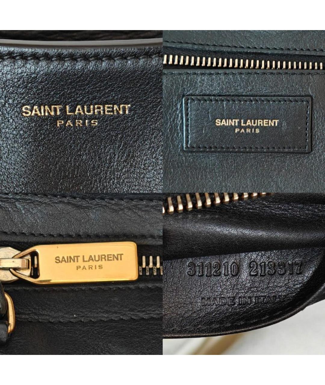 SAINT LAURENT Черная кожаная сумка с короткими ручками, фото 5