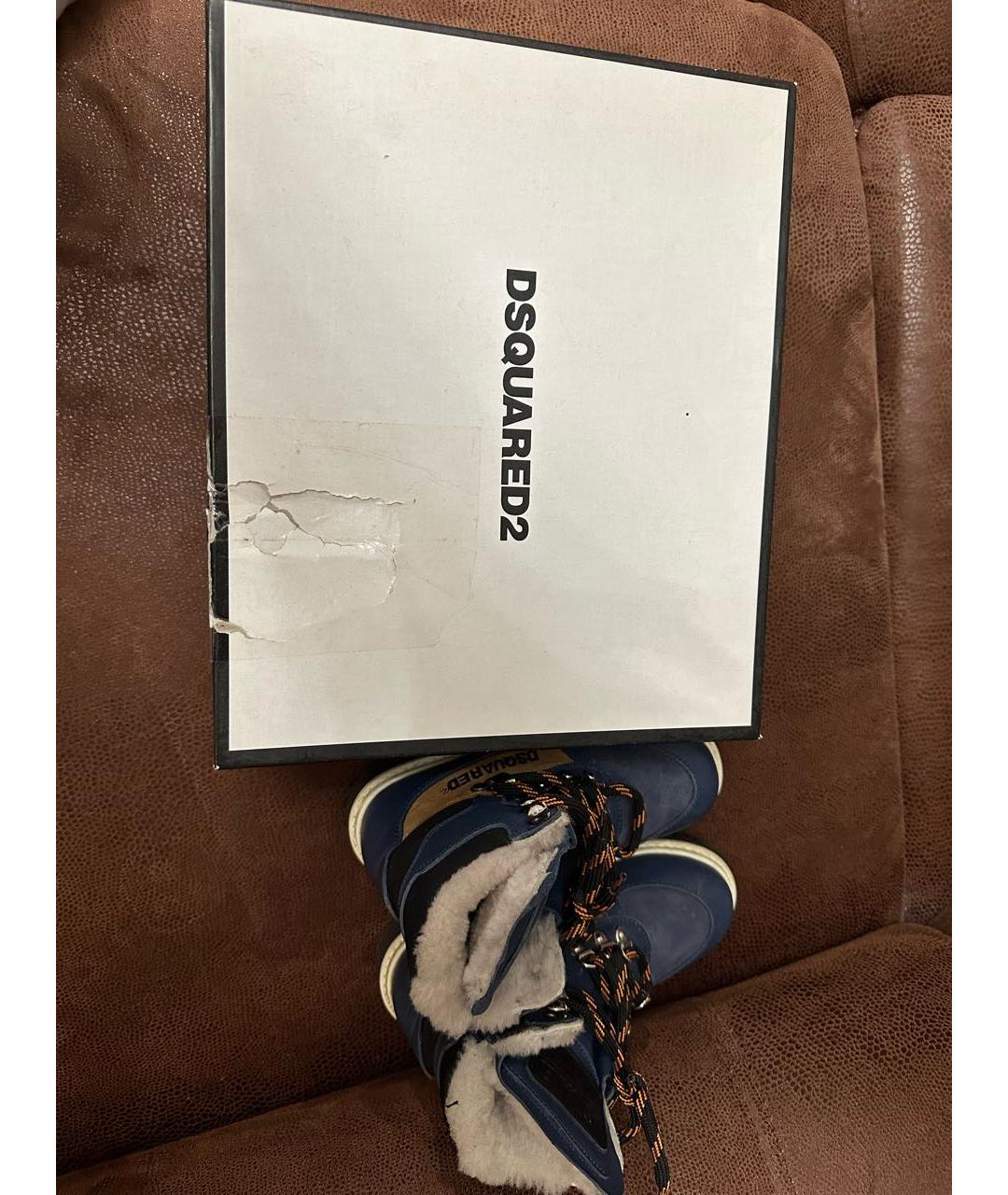 DSQUARED2 Синие кожаные ботинки, фото 6