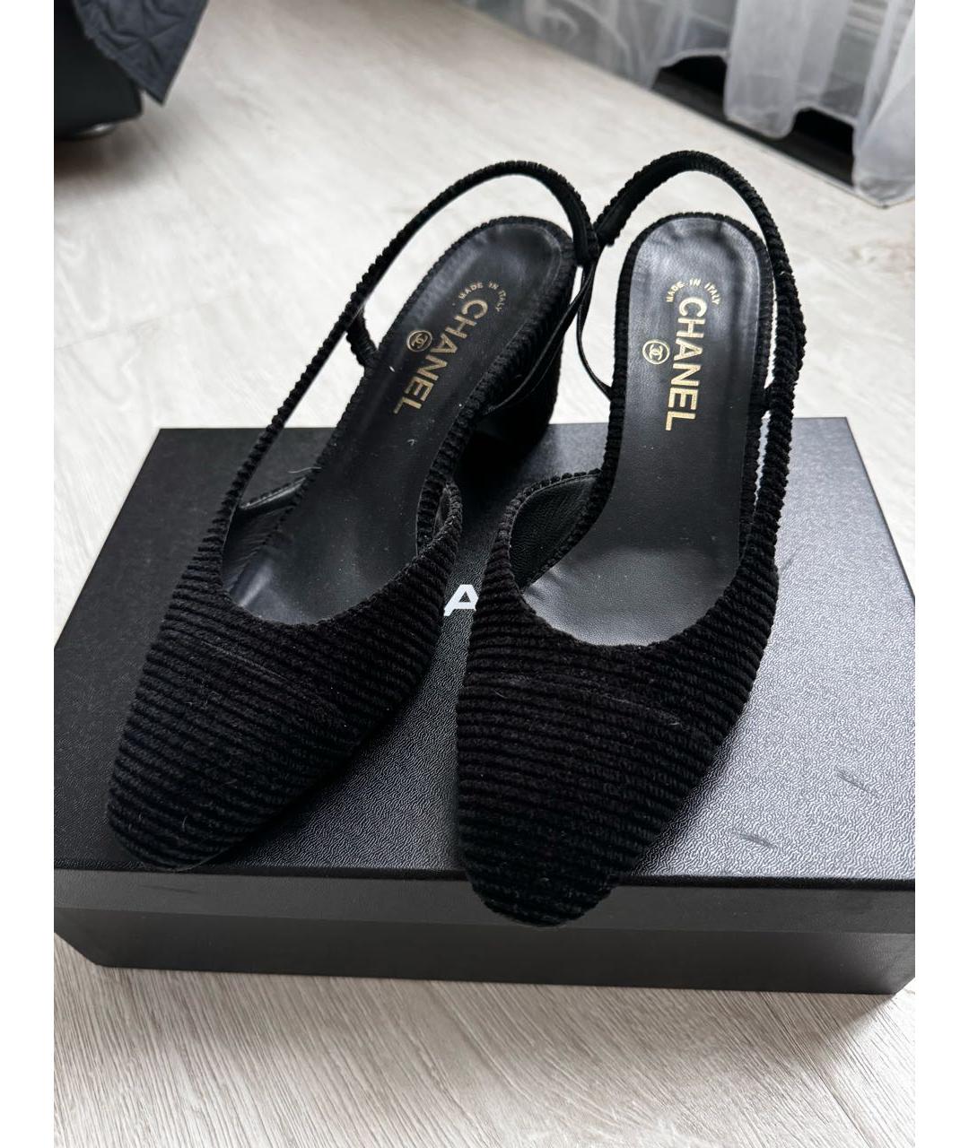 CHANEL Черные текстильные туфли, фото 2