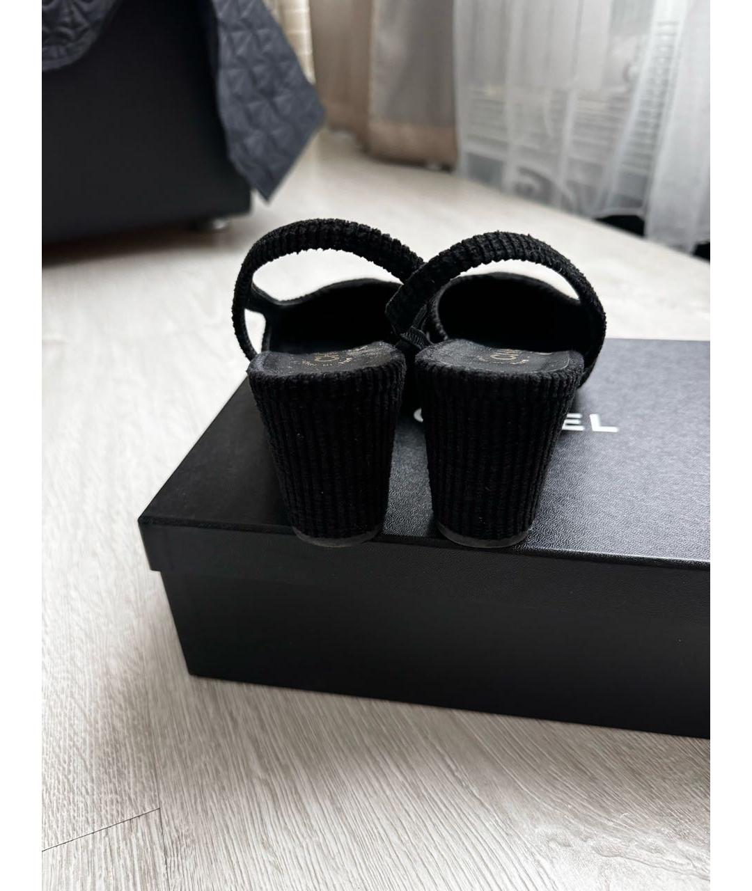 CHANEL Черные текстильные туфли, фото 4