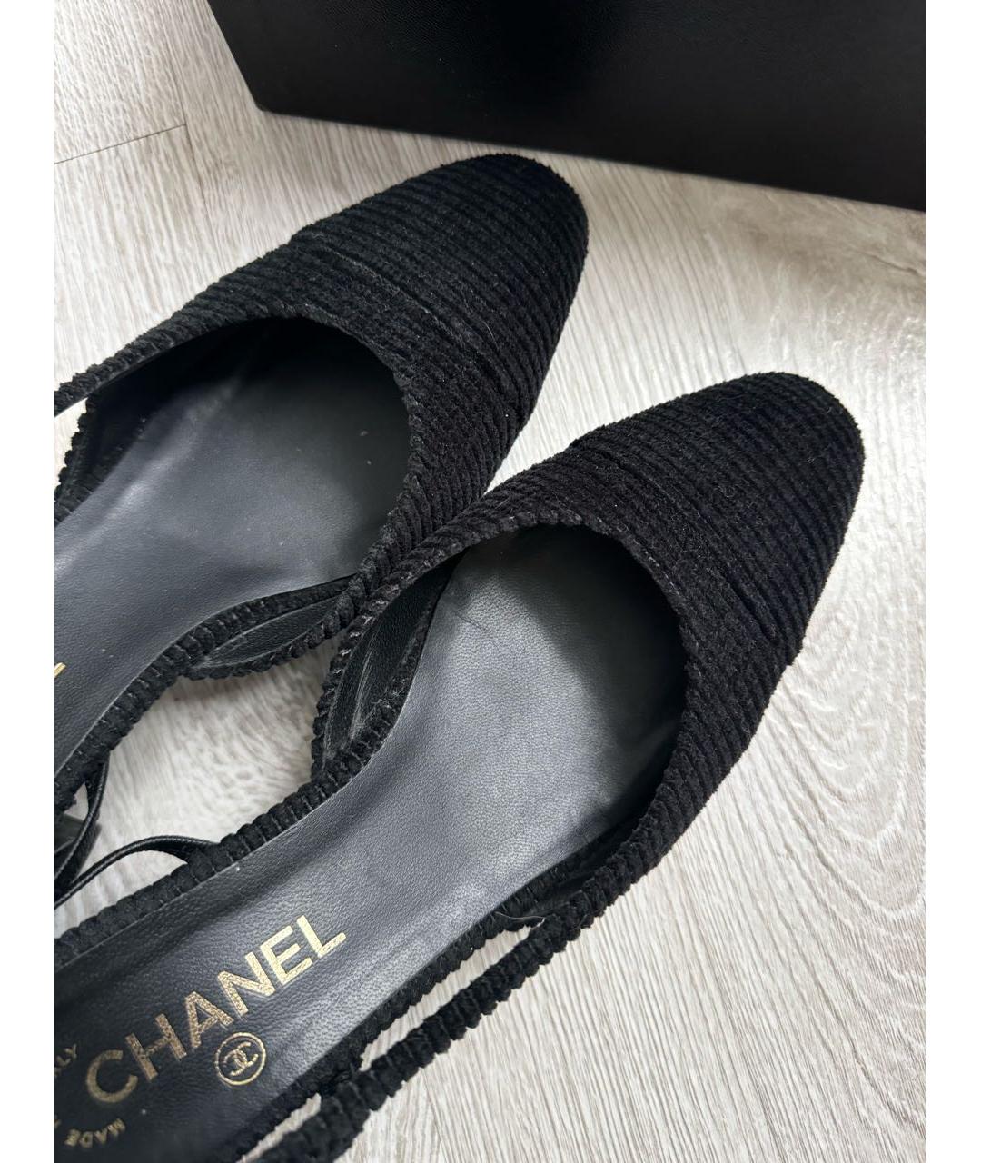 CHANEL Черные текстильные туфли, фото 3