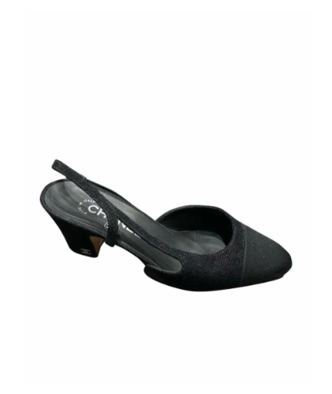 CHANEL Черные текстильные туфли, фото 1