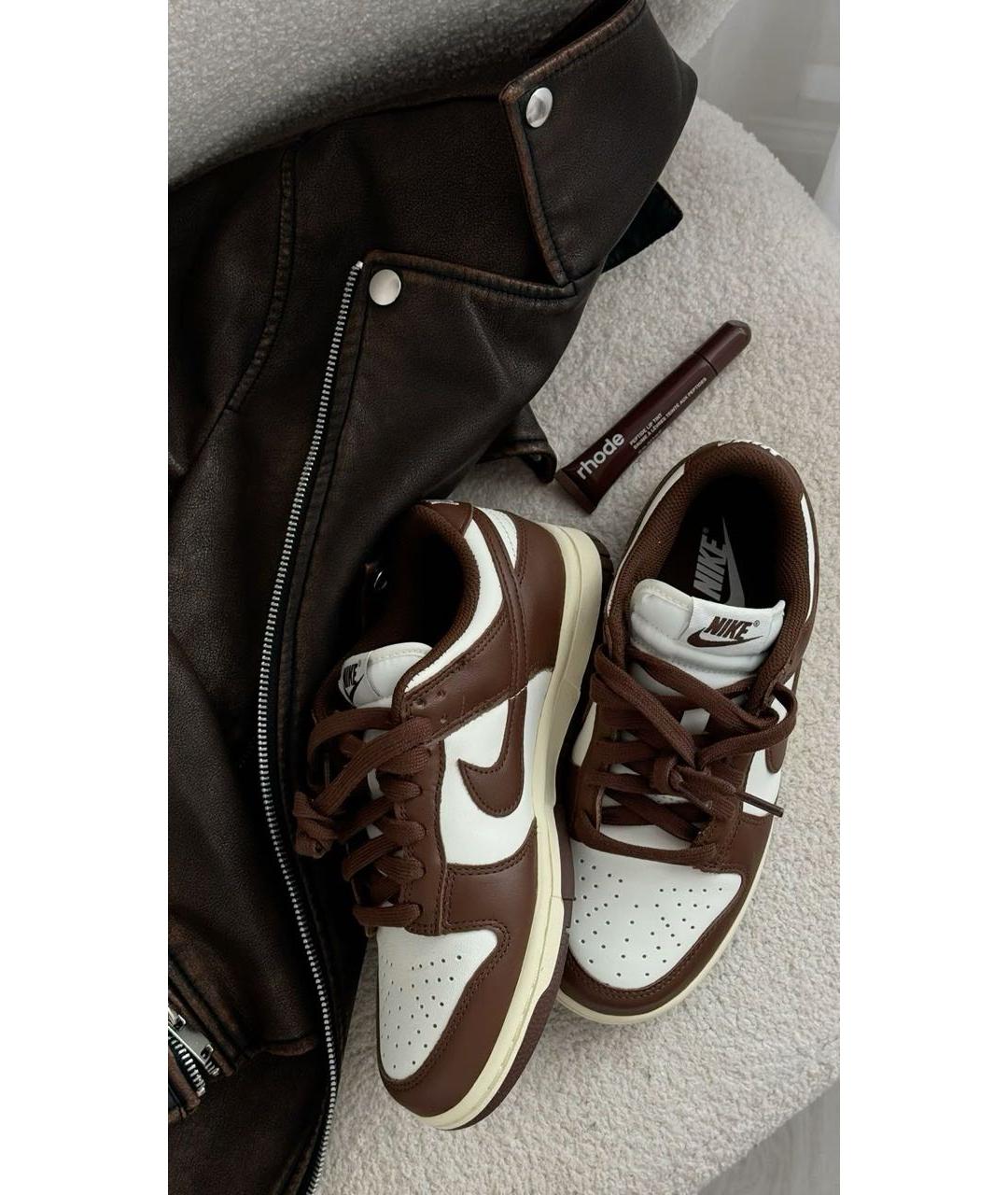 NIKE Коричневые кожаные кроссовки, фото 5
