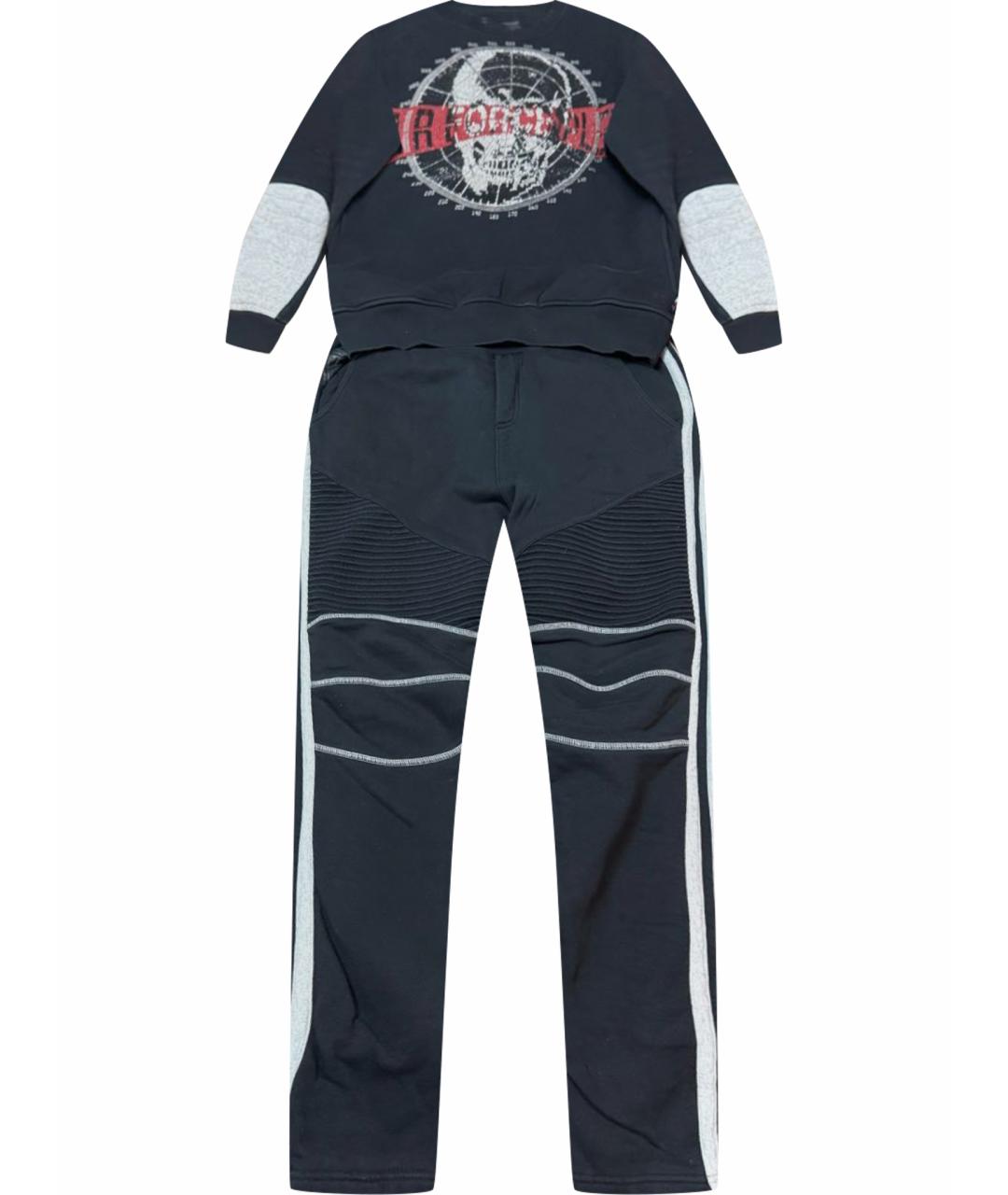 PHILIPP PLEIN Черный хлопковый спортивный костюм, фото 1