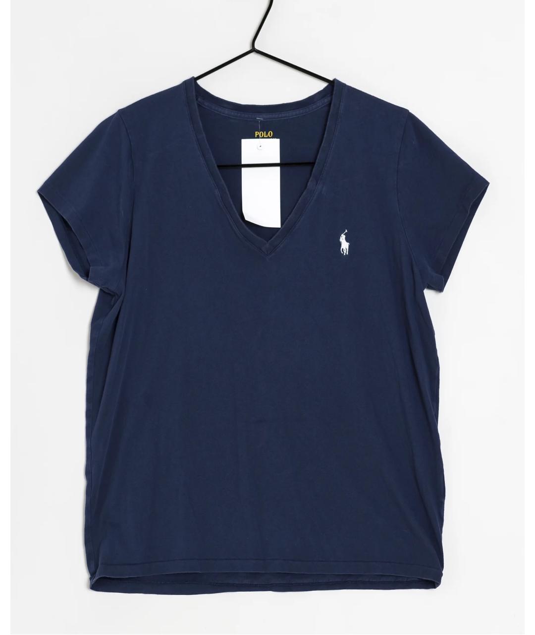 POLO RALPH LAUREN Темно-синяя хлопковая футболка, фото 4