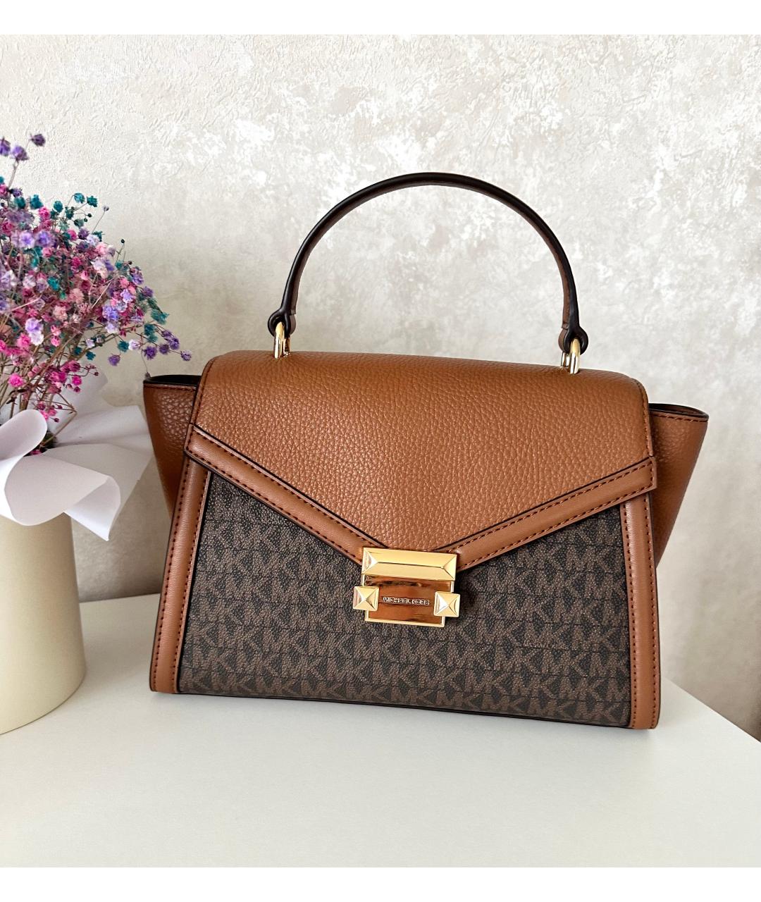 MICHAEL KORS Коричневая кожаная сумка с короткими ручками, фото 5