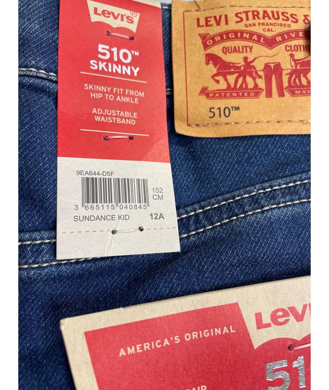 LEVI'S Синие хлопковые детские джинсы, фото 5