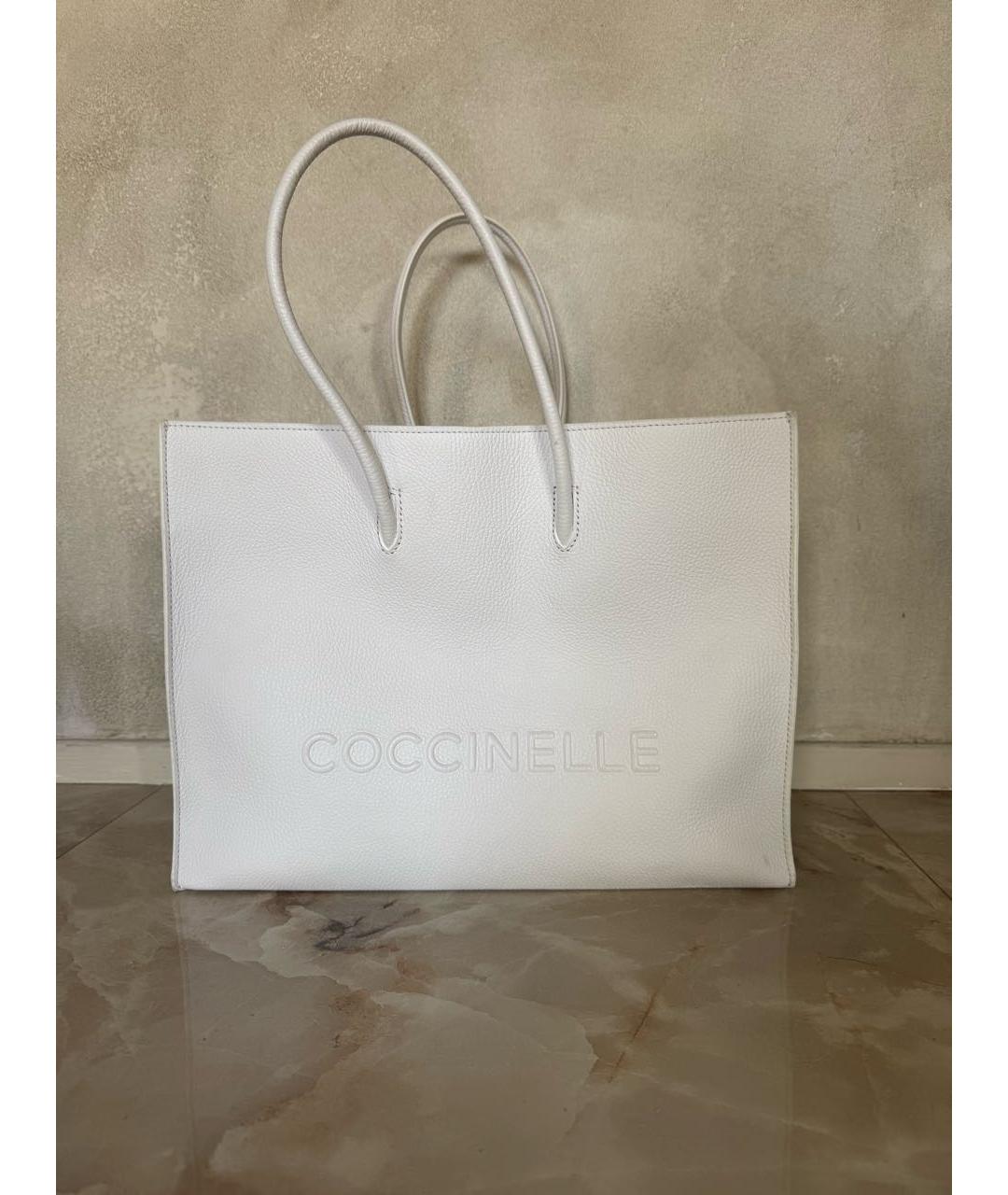COCCINELLE Белая кожаная сумка тоут, фото 9