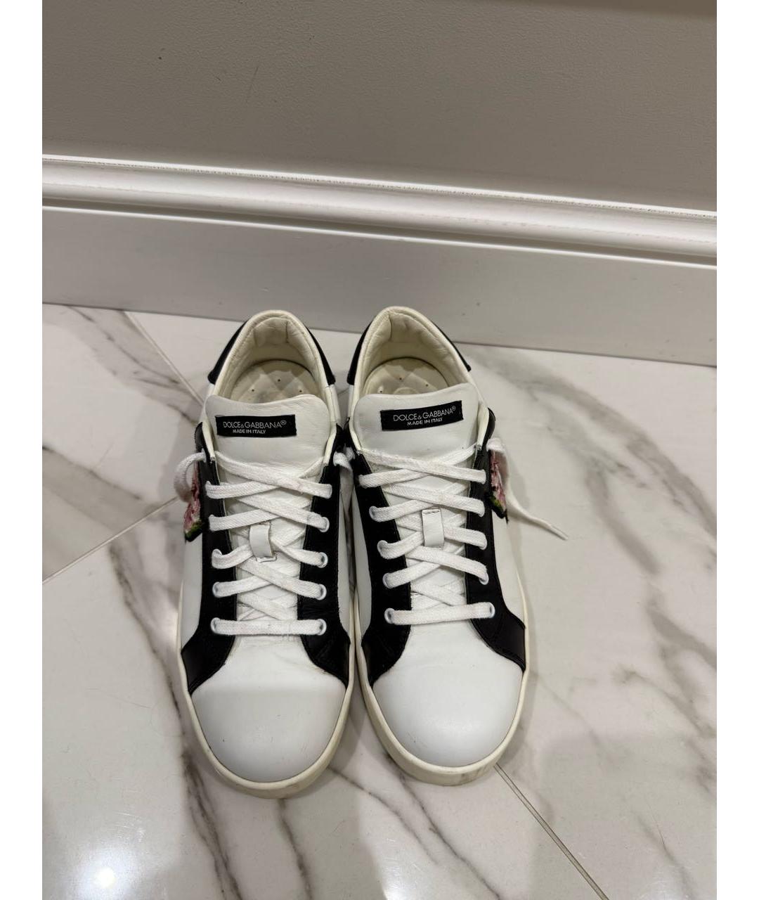 DOLCE&GABBANA Белые кожаные кеды, фото 2