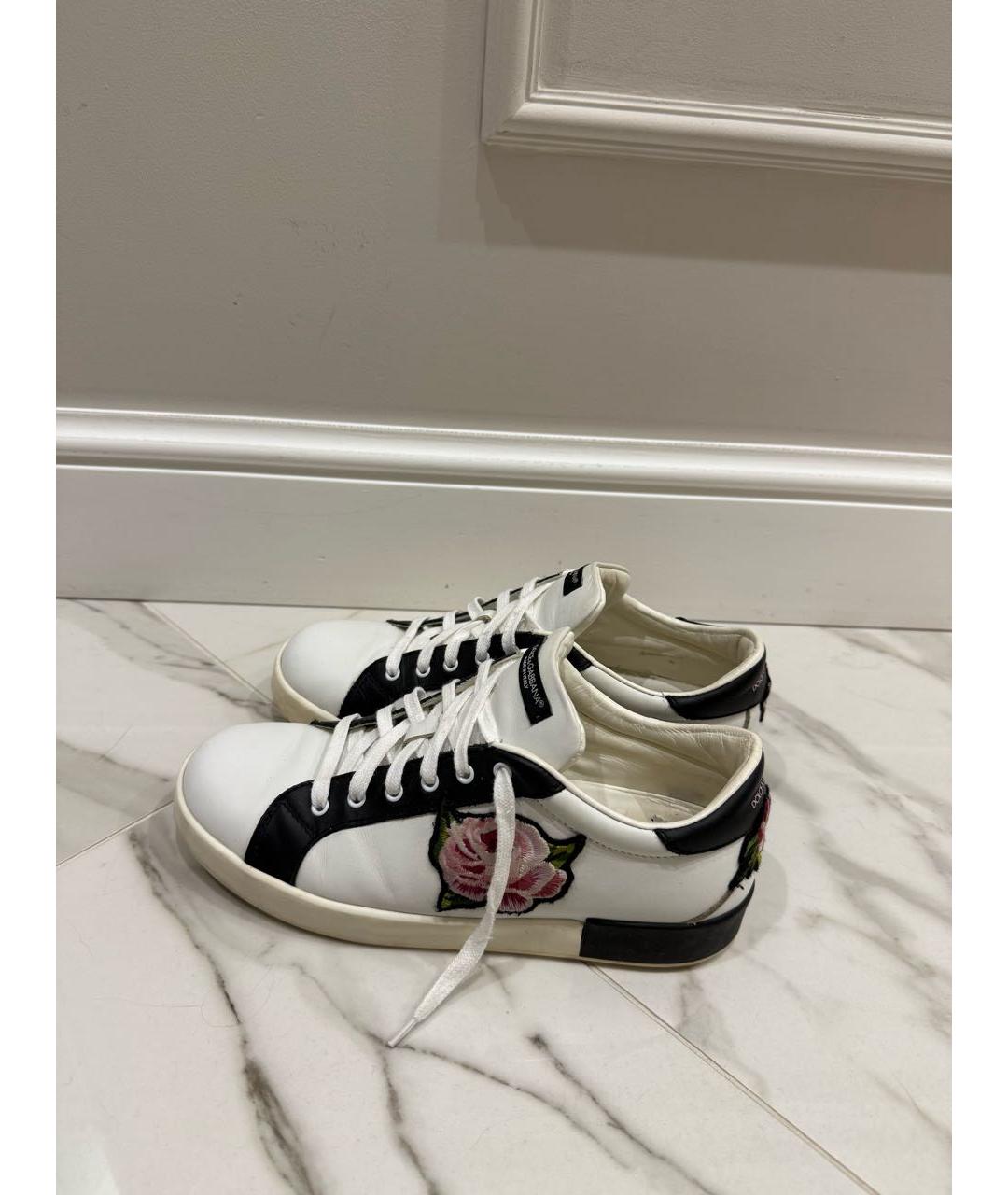 DOLCE&GABBANA Белые кожаные кеды, фото 3
