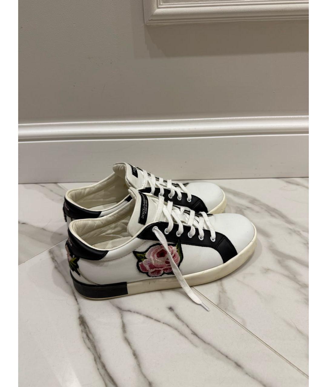 DOLCE&GABBANA Белые кожаные кеды, фото 5