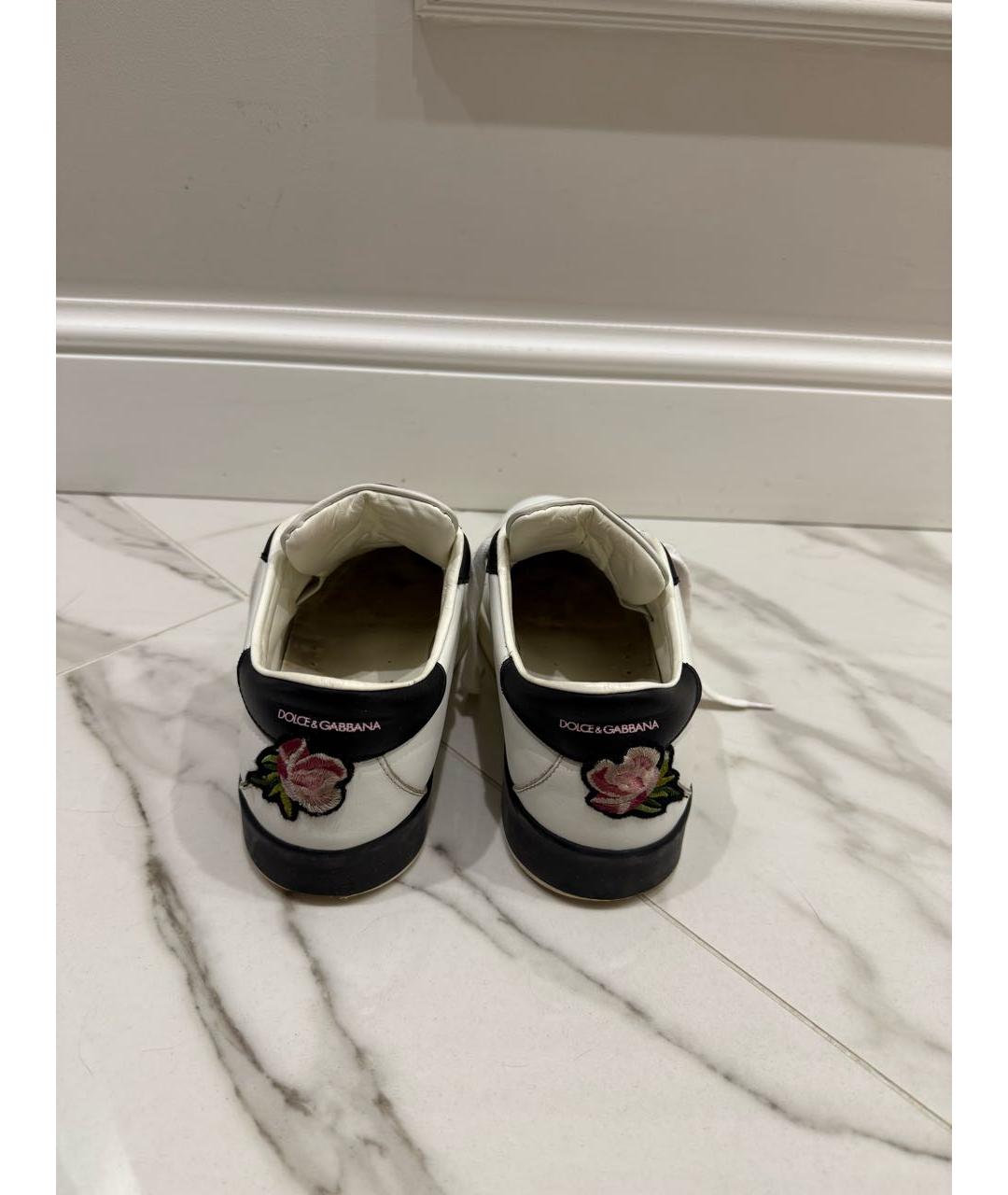 DOLCE&GABBANA Белые кожаные кеды, фото 4