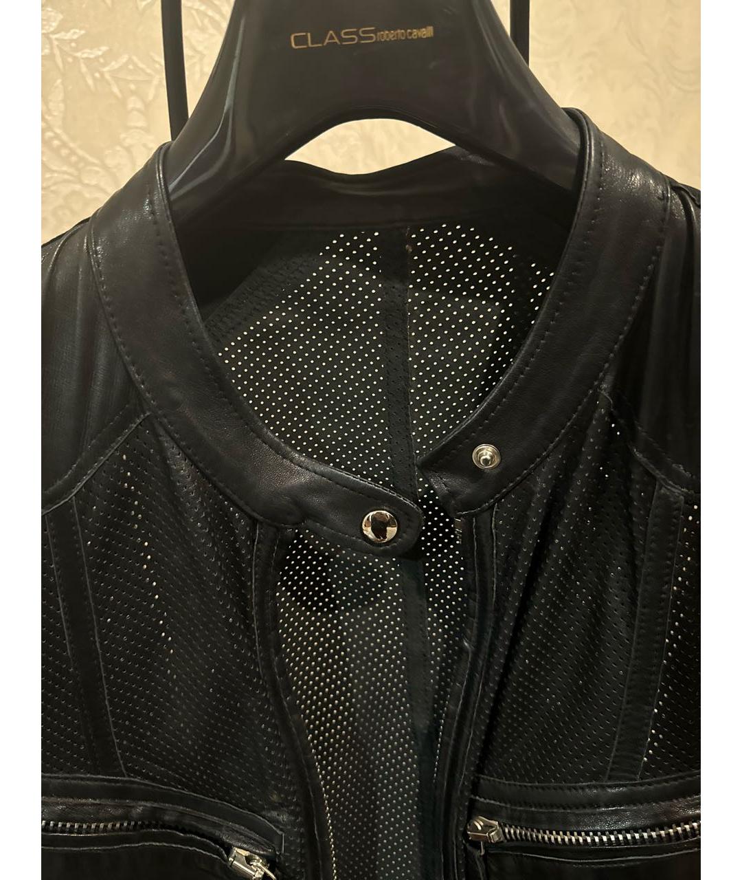 ROBERTO CAVALLI Черная кожаная куртка, фото 4