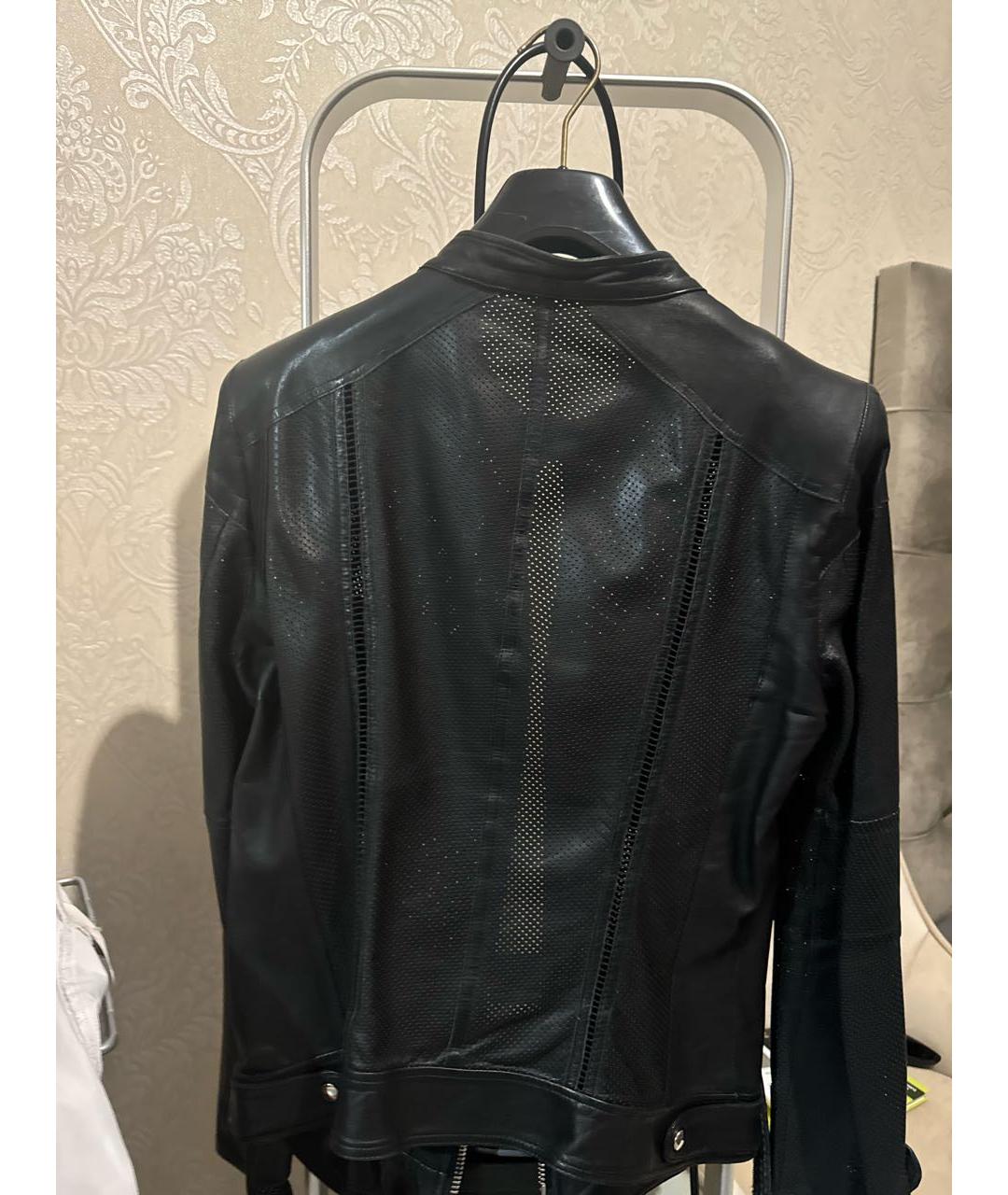 ROBERTO CAVALLI Черная кожаная куртка, фото 2