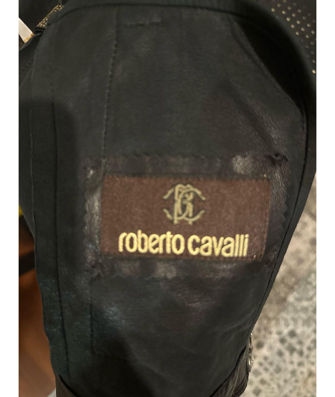 ROBERTO CAVALLI Черная кожаная куртка, фото 3