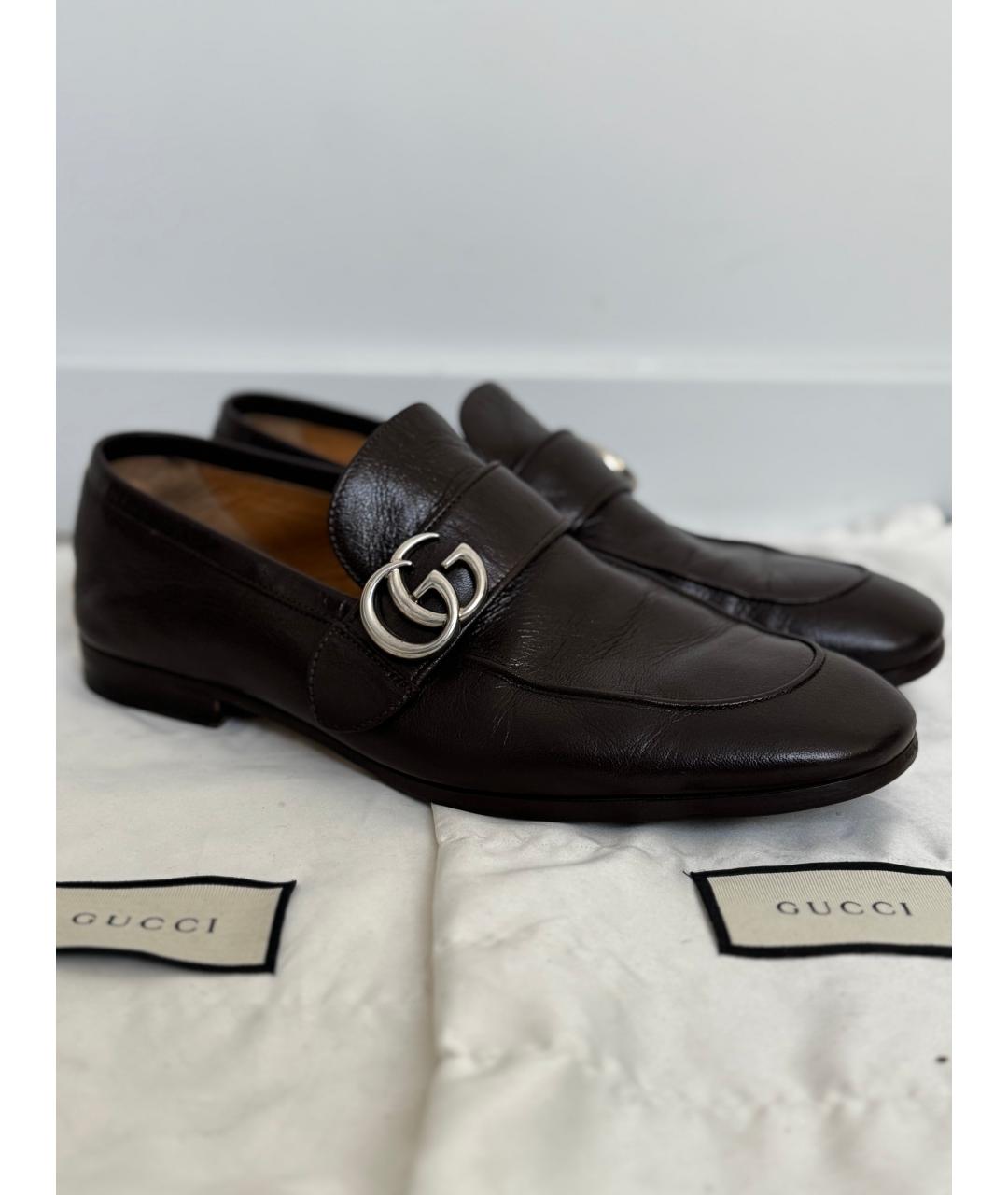 GUCCI Коричневые кожаные лоферы, фото 5