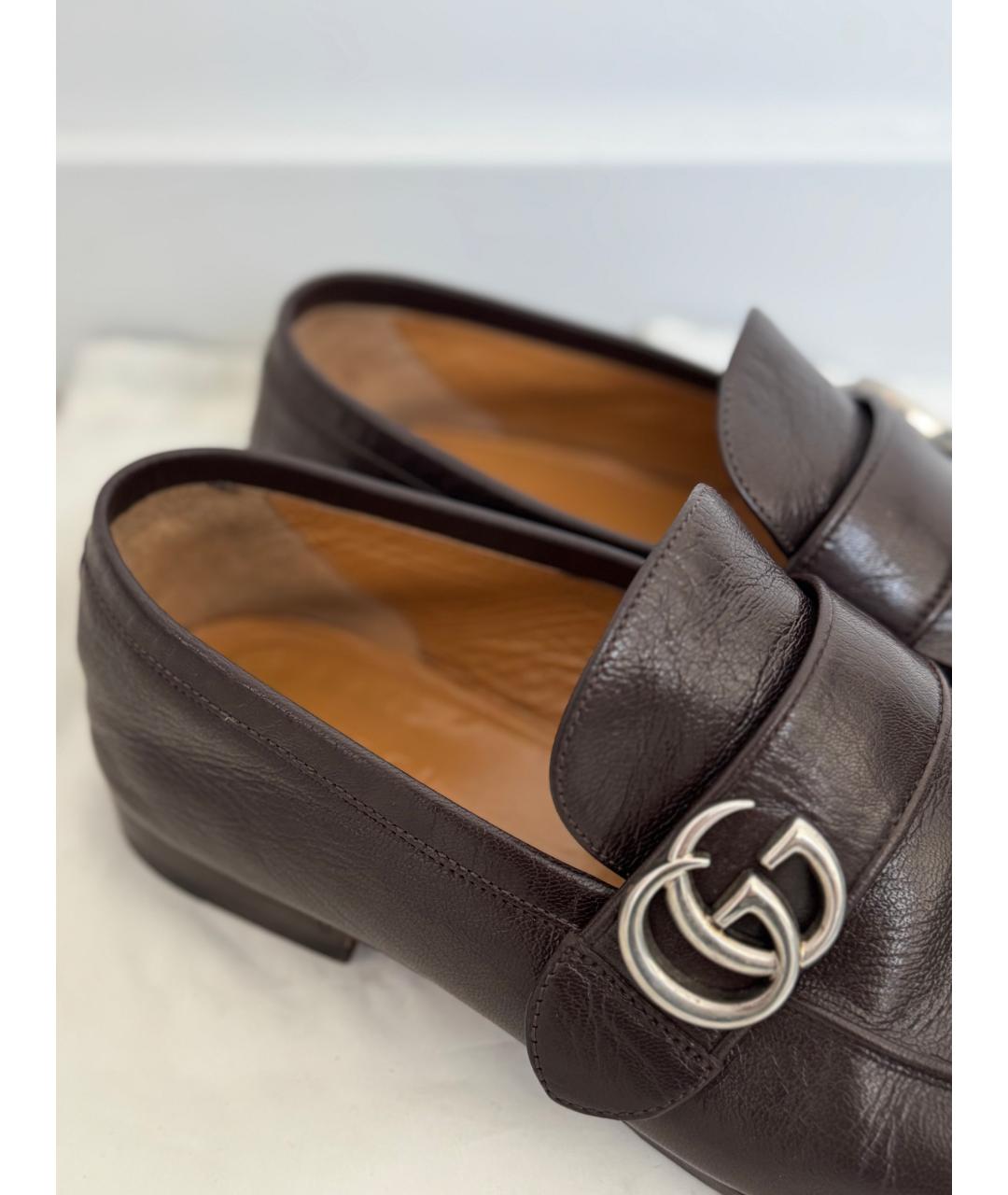 GUCCI Коричневые кожаные лоферы, фото 2