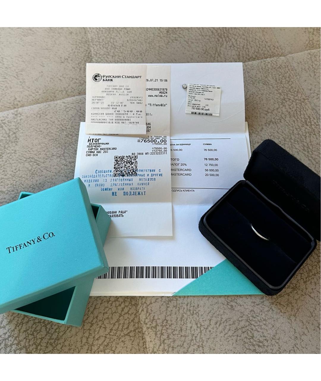 TIFFANY&CO Платиновое кольцо, фото 4