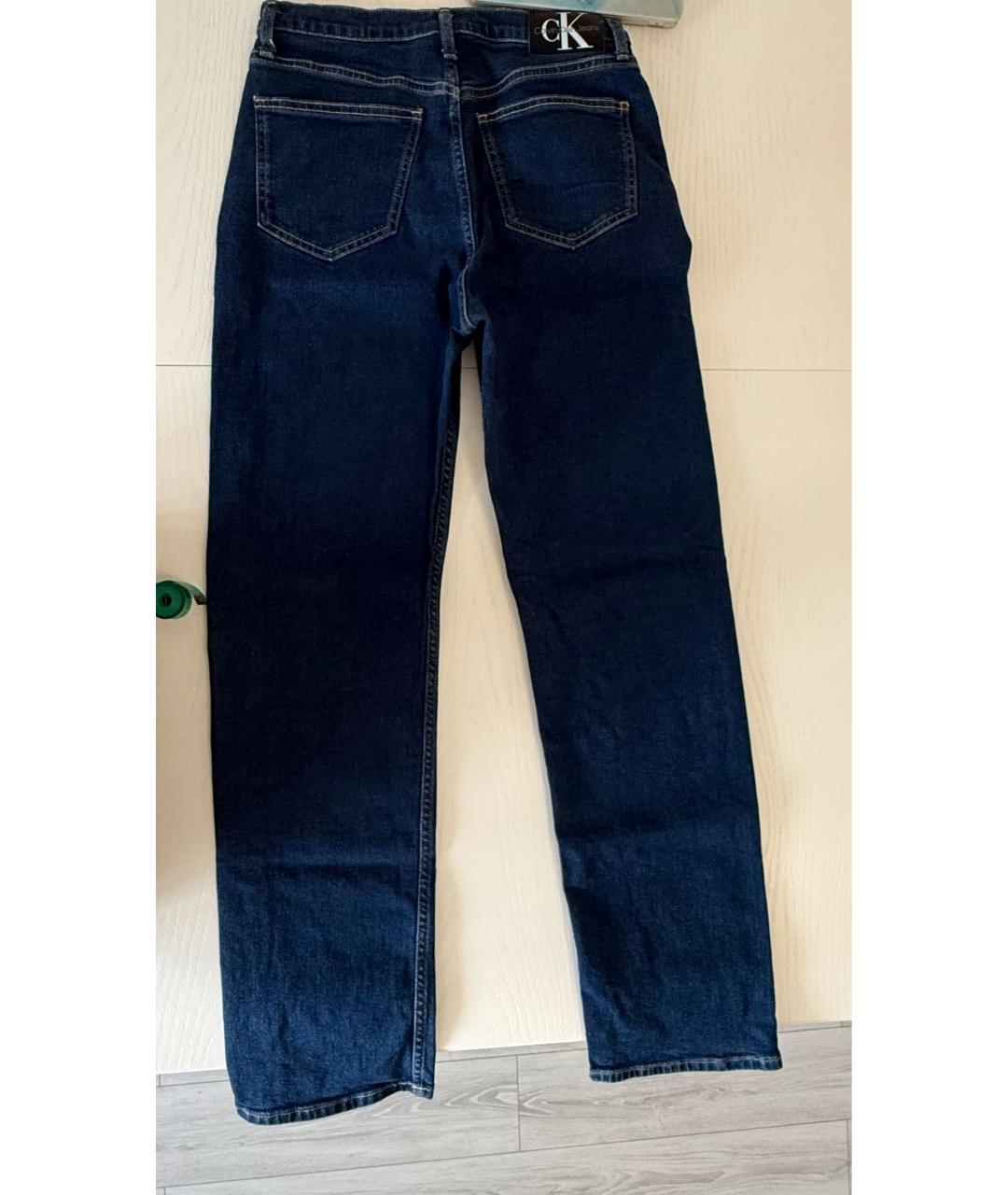 CALVIN KLEIN Синие хлопко-полиэстеровые прямые джинсы, фото 2