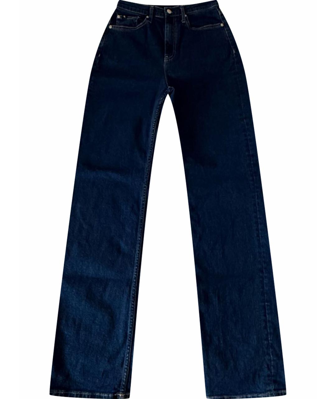 CALVIN KLEIN Синие хлопко-полиэстеровые прямые джинсы, фото 1
