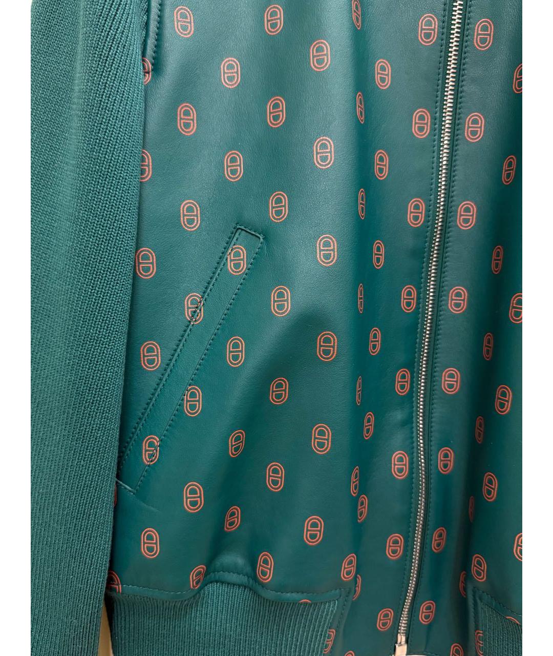 HERMES Зеленая кожаная куртка, фото 3