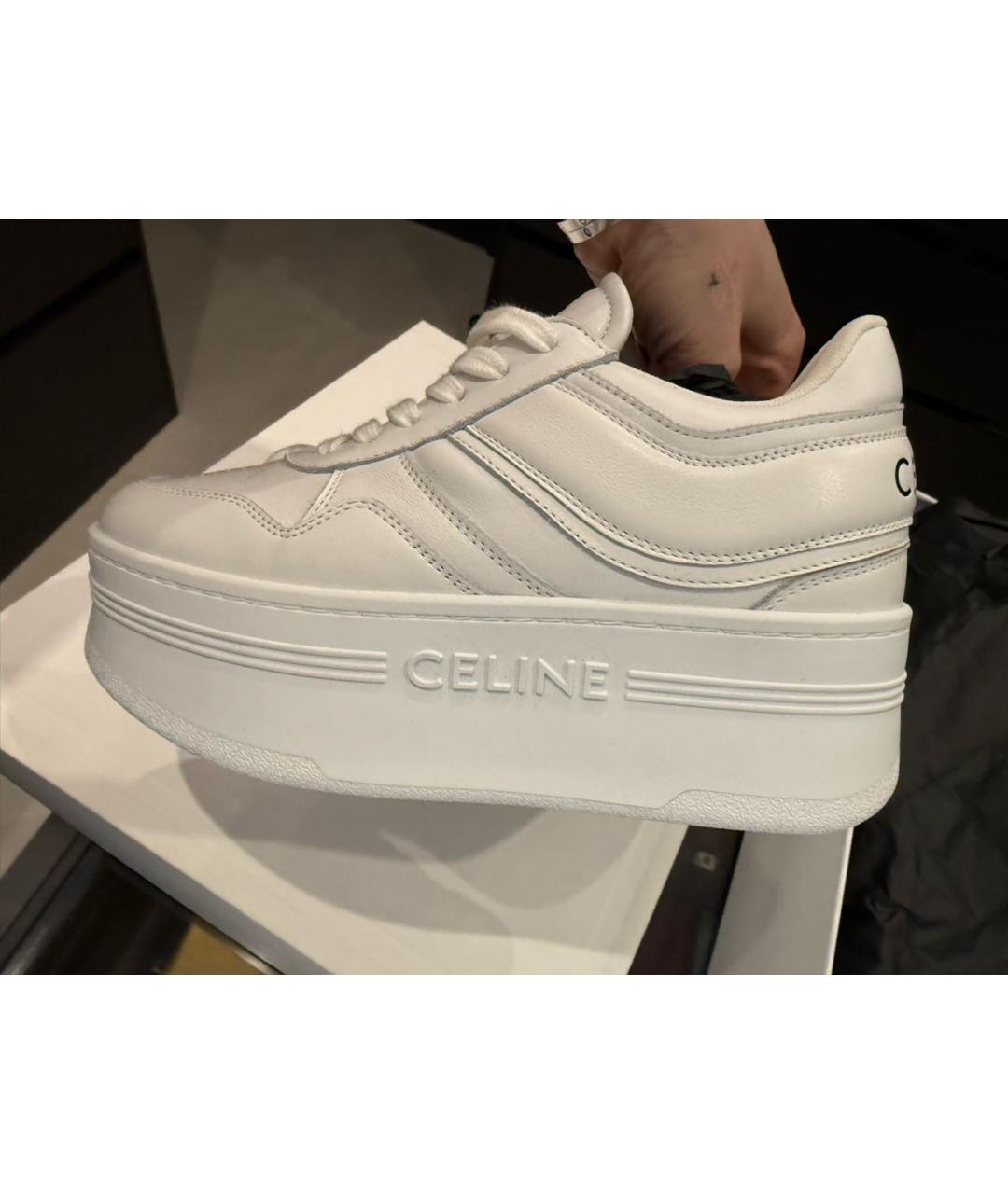 CELINE Белые кожаные кроссовки, фото 5