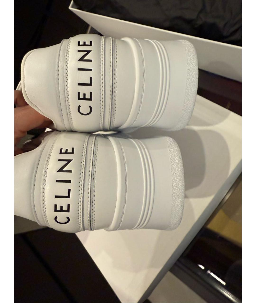 CELINE Белые кожаные кроссовки, фото 4