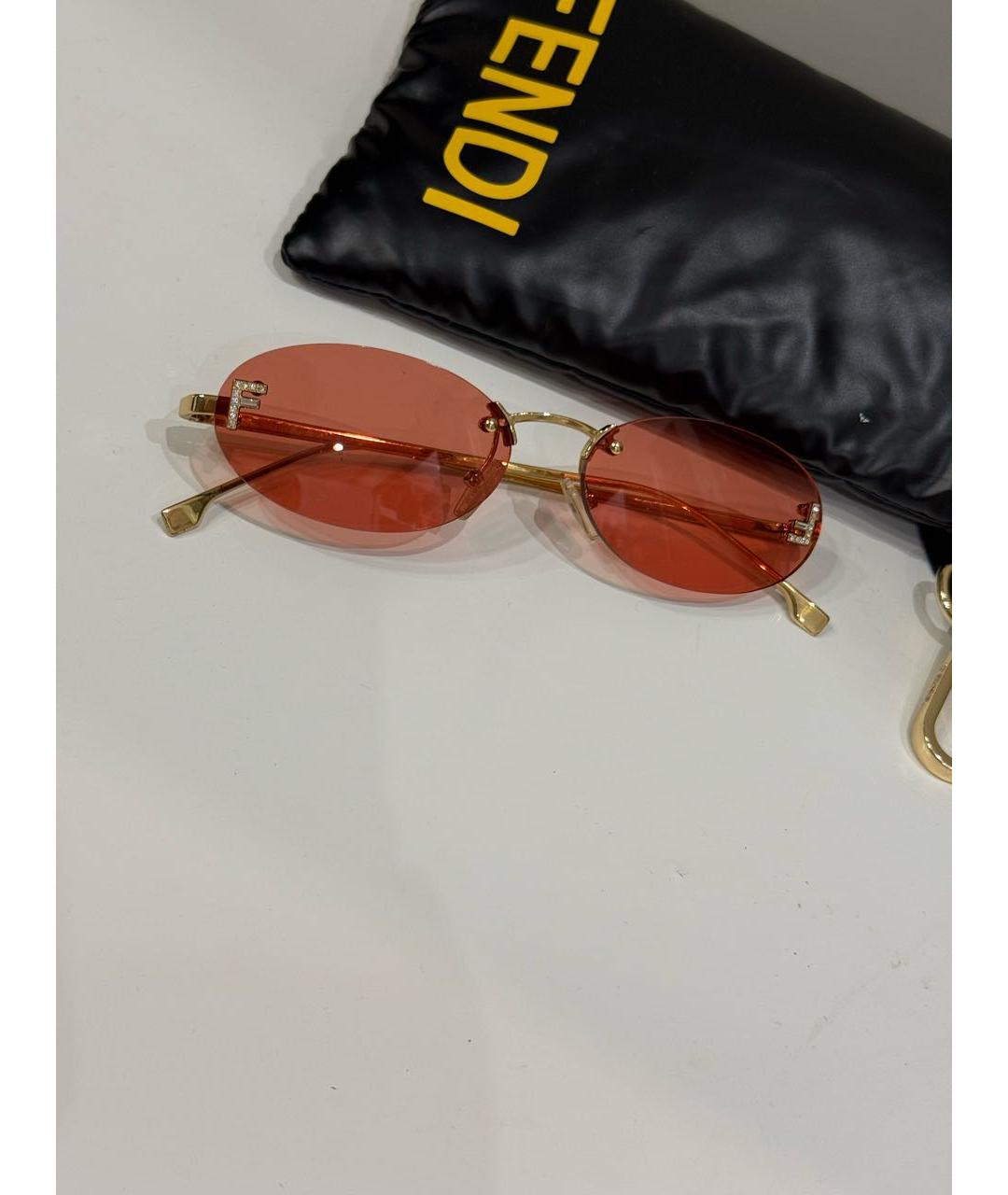 FENDI Розовые металлические солнцезащитные очки, фото 2