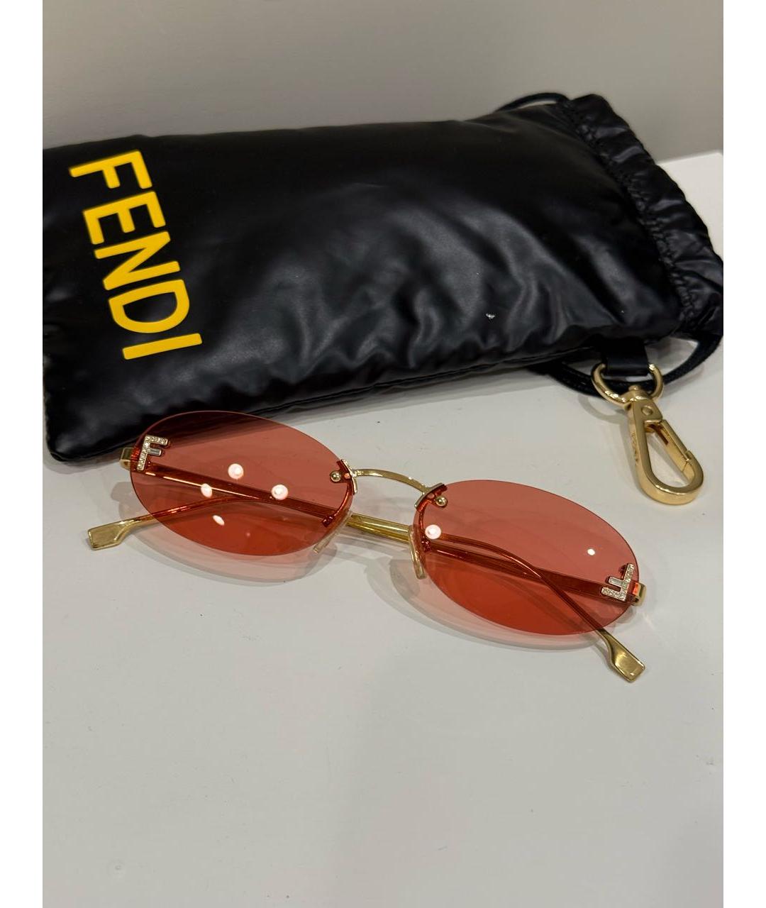 FENDI Розовые металлические солнцезащитные очки, фото 4