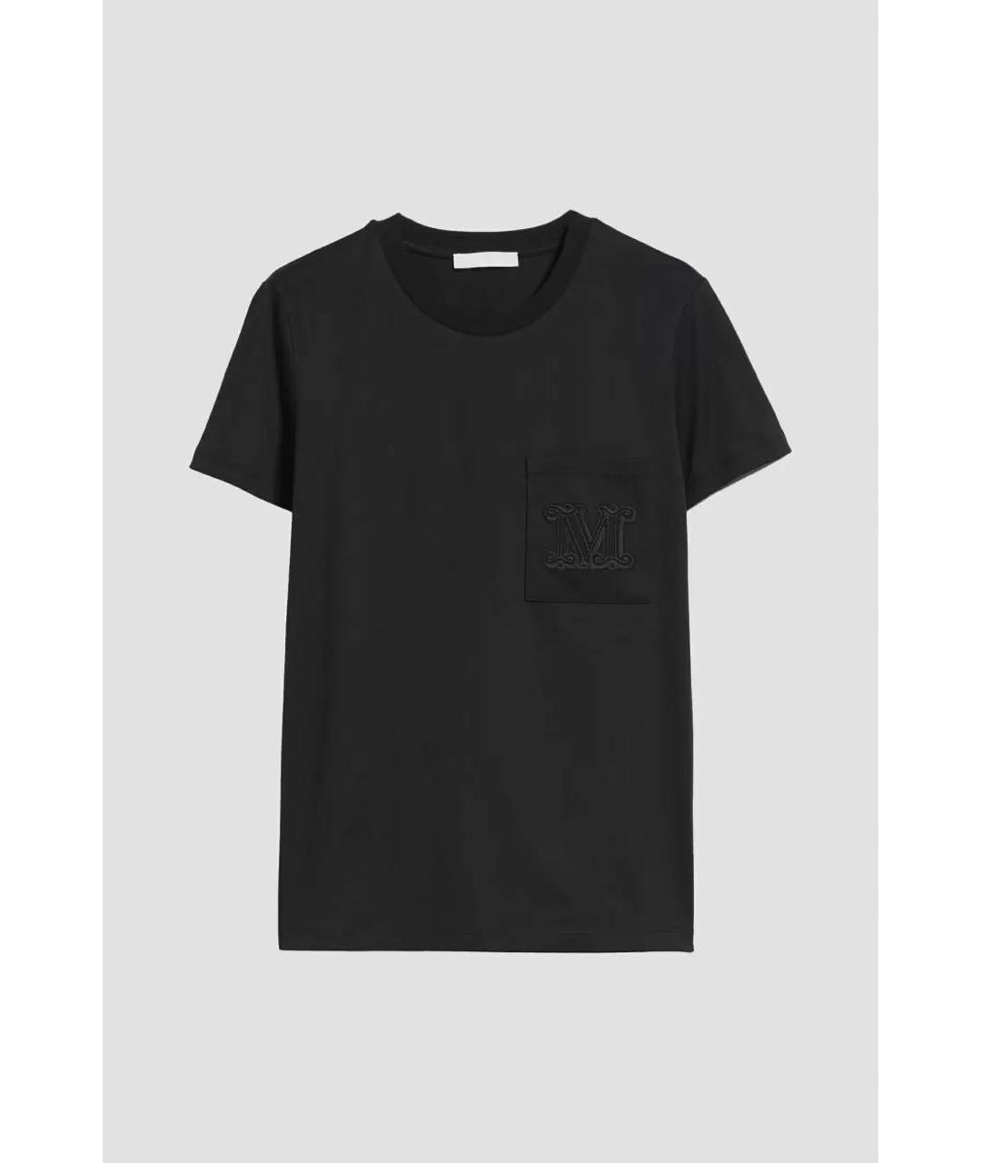 'S MAX MARA Черная хлопковая футболка, фото 4