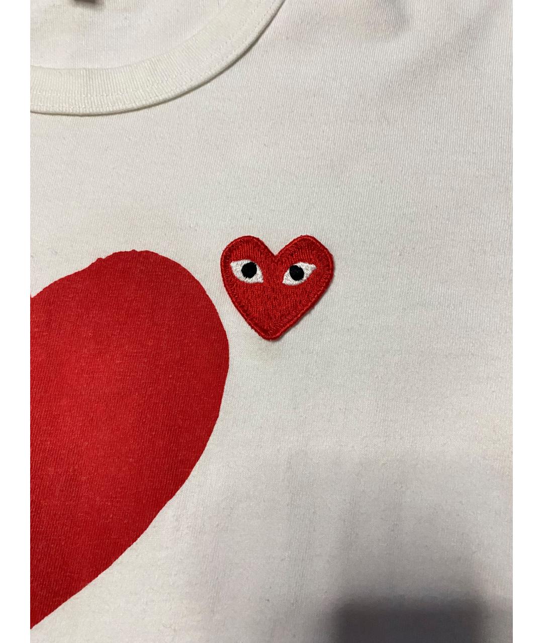 COMME DES GARÇONS PLAY Белая хлопковая футболка, фото 4