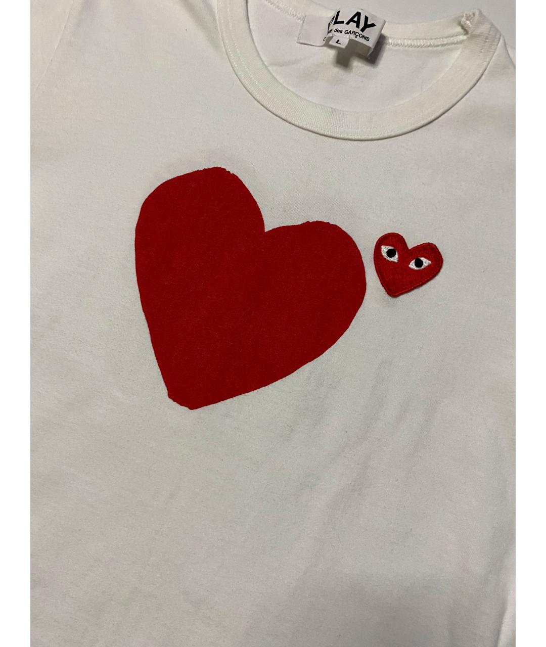 COMME DES GARÇONS PLAY Белая хлопковая футболка, фото 3