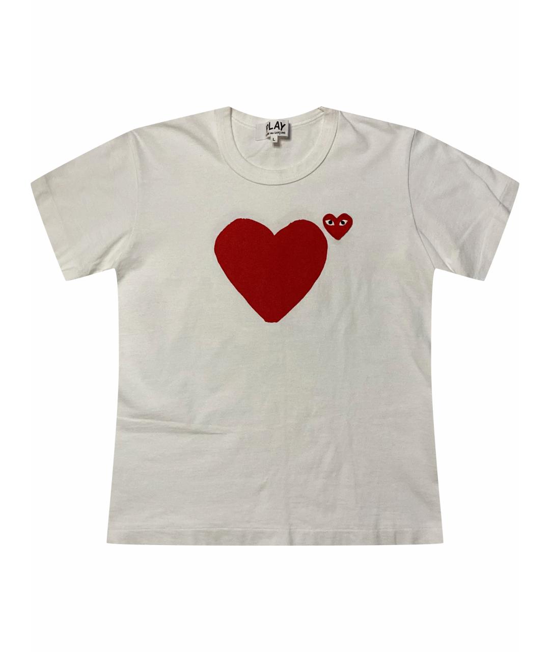 COMME DES GARÇONS PLAY Белая хлопковая футболка, фото 1