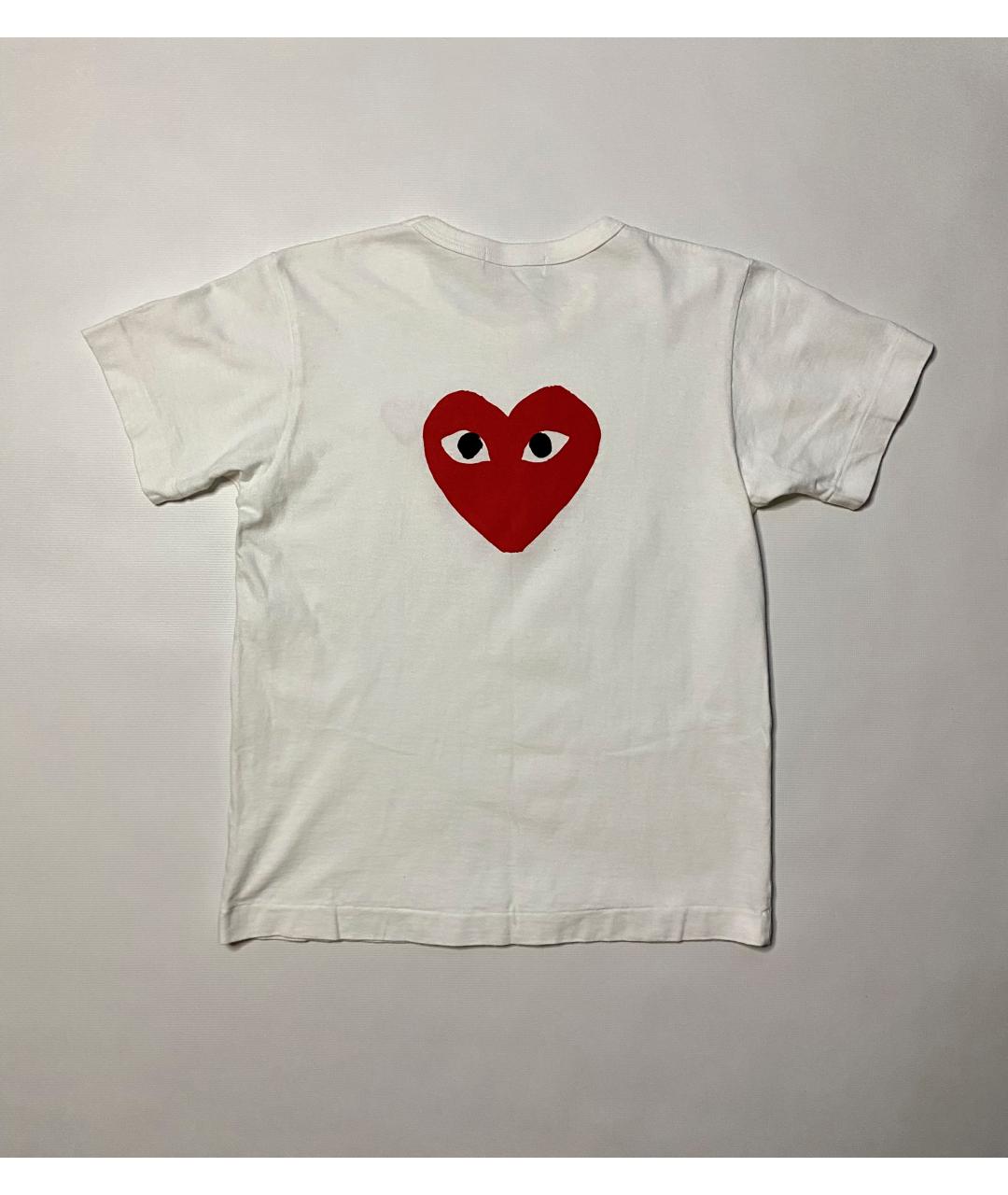 COMME DES GARÇONS PLAY Белая хлопковая футболка, фото 2
