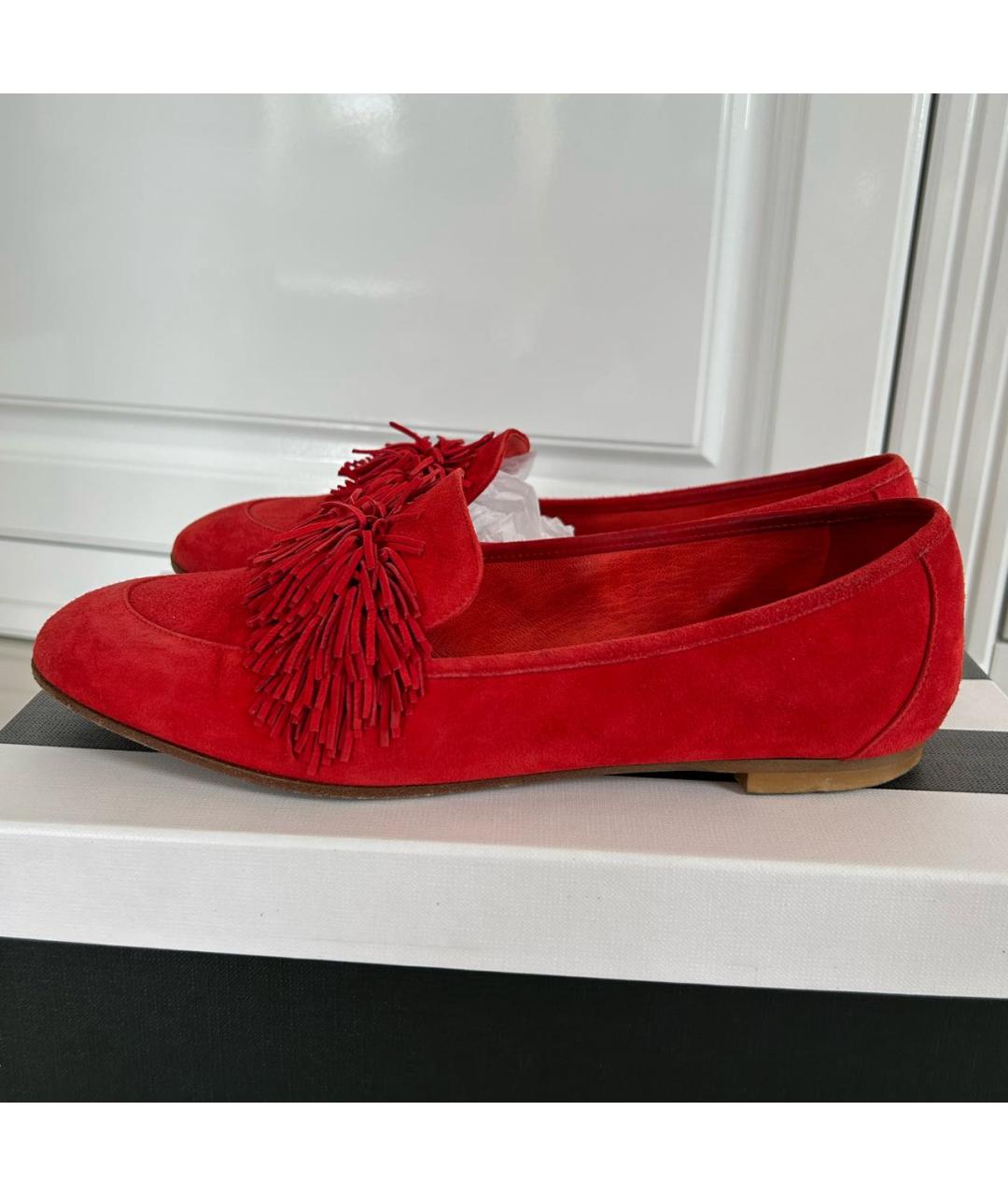 AQUAZZURA Красные замшевые лоферы, фото 9