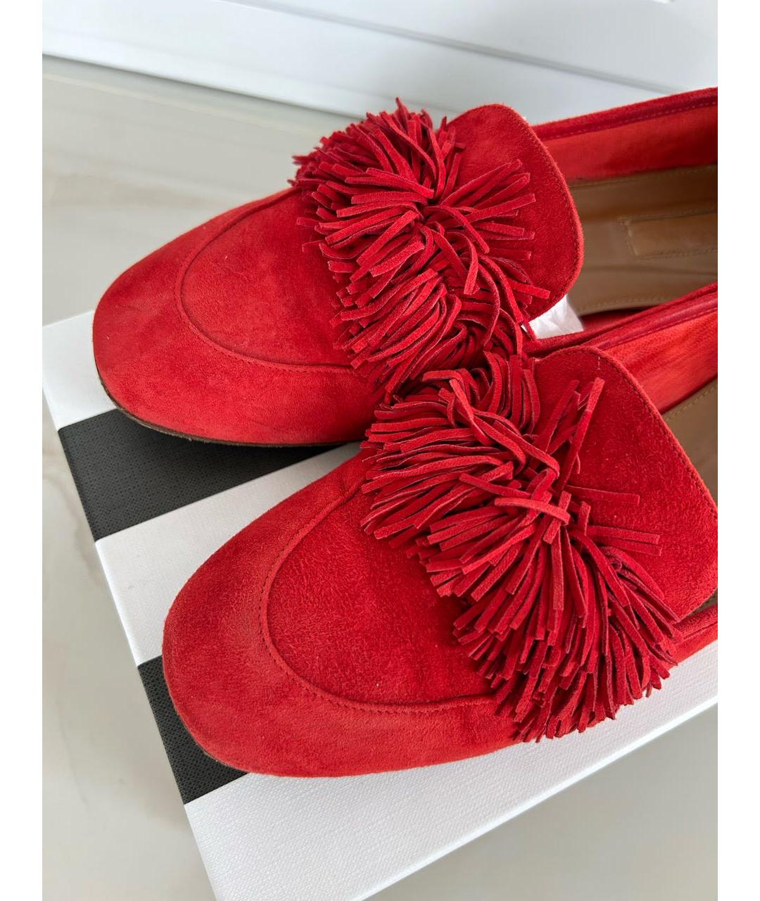 AQUAZZURA Красные замшевые лоферы, фото 2