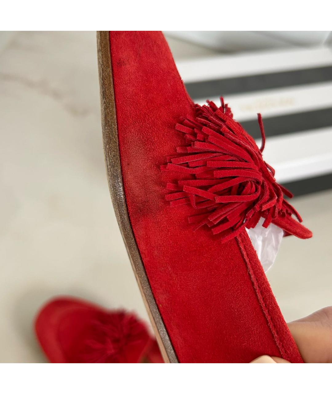 AQUAZZURA Красные замшевые лоферы, фото 6