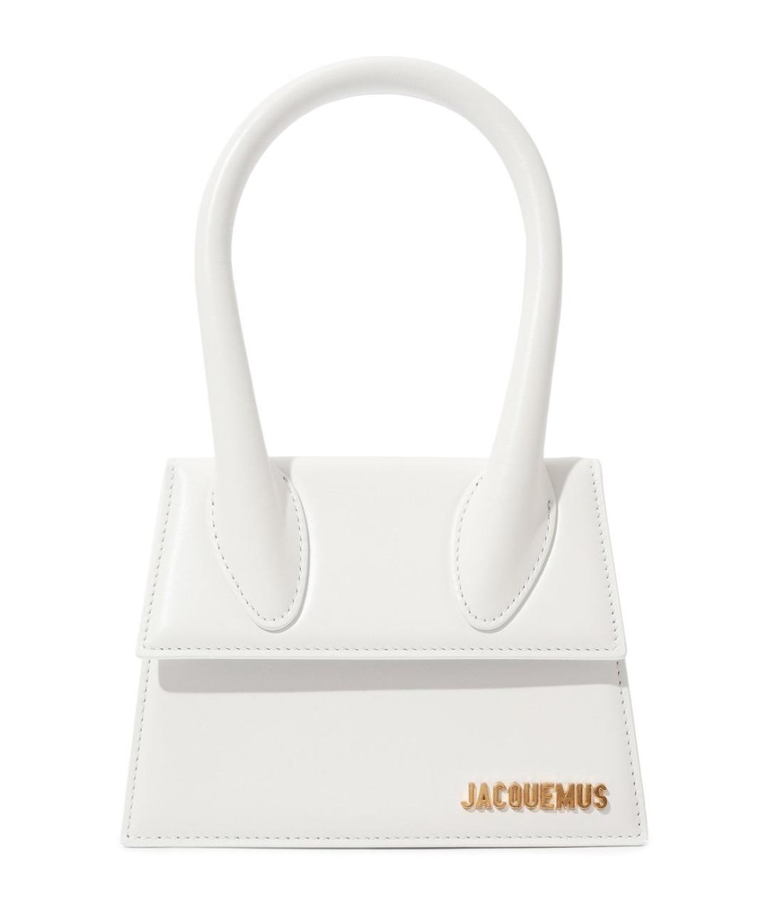 JACQUEMUS Белая кожаная сумка с короткими ручками, фото 1