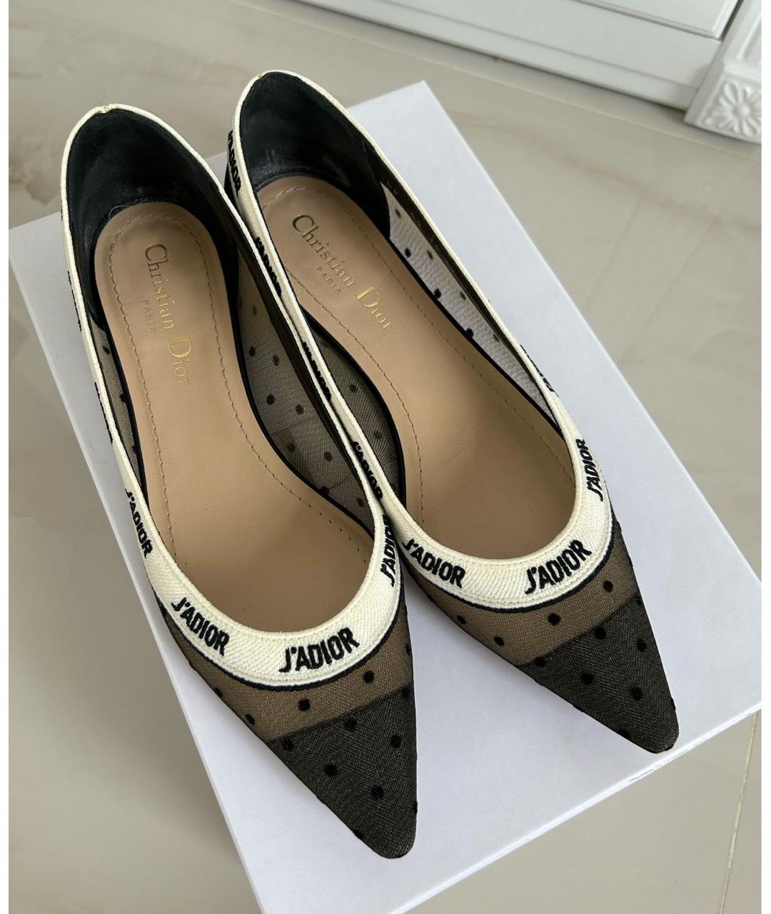 CHRISTIAN DIOR Черные текстильные балетки, фото 2