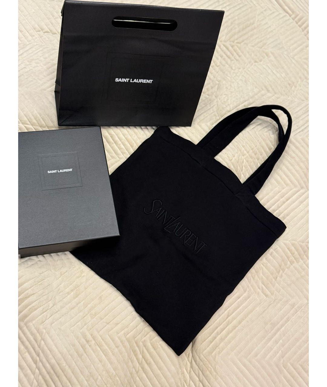 SAINT LAURENT Черная хлопковая пляжная сумка, фото 2
