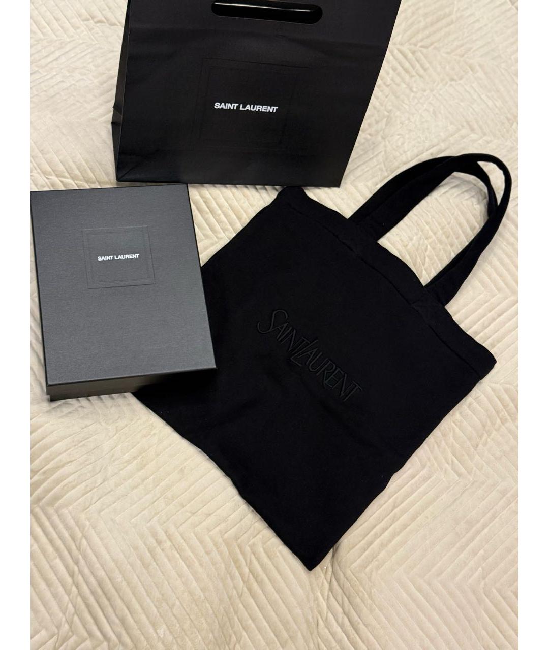 SAINT LAURENT Черная хлопковая пляжная сумка, фото 3