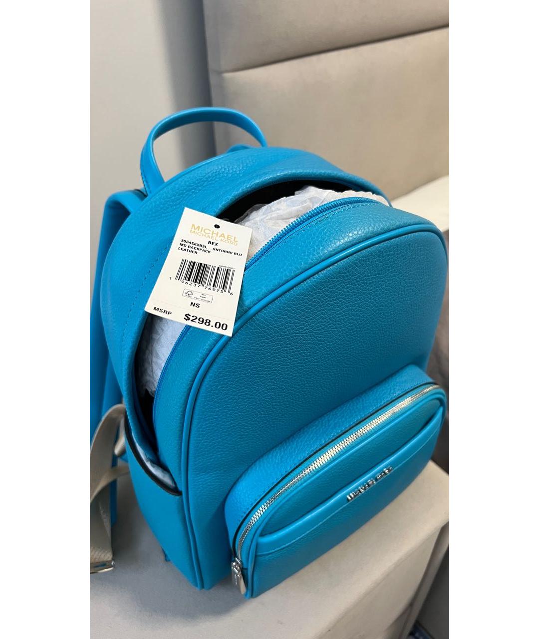MICHAEL KORS Голубой кожаный рюкзак, фото 6