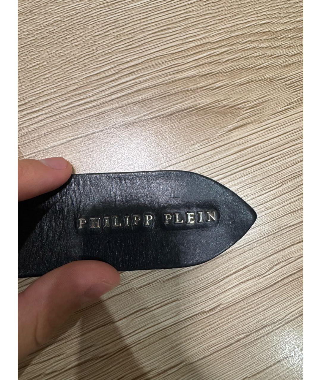 PHILIPP PLEIN Черный кожаный ремень, фото 4