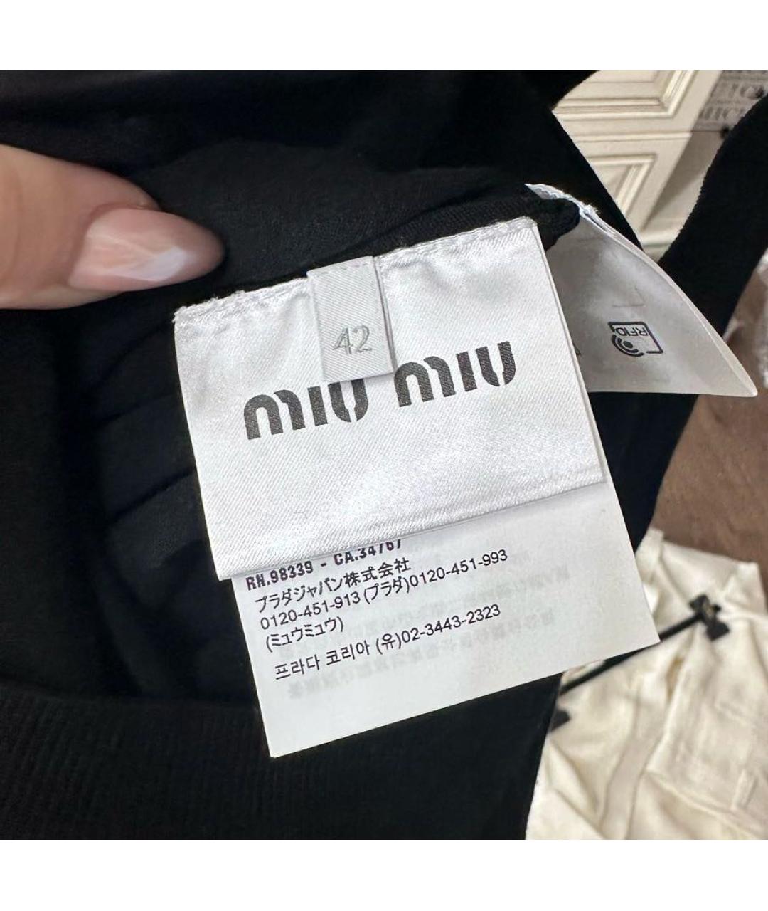 MIU MIU Черное хлопковое повседневное платье, фото 3
