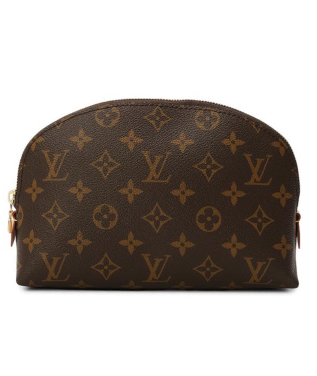 LOUIS VUITTON Коричневая кожаная косметичка, фото 5