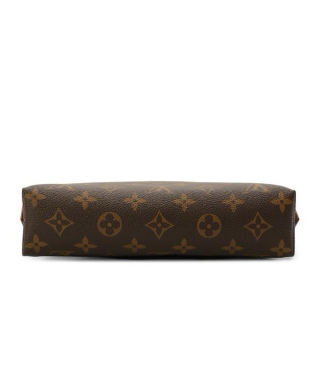 LOUIS VUITTON Коричневая кожаная косметичка, фото 3