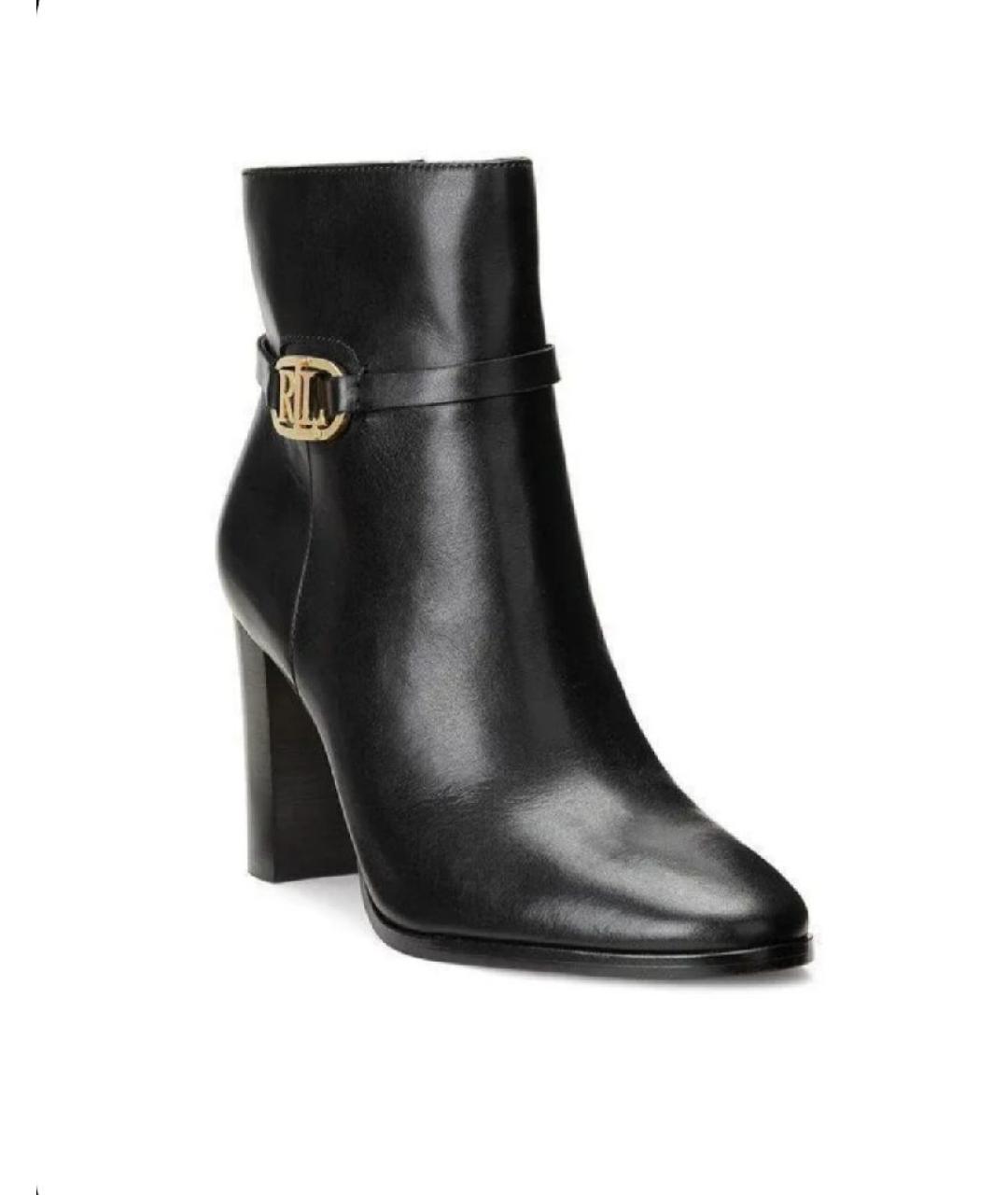RALPH LAUREN Черные кожаные ботильоны, фото 4