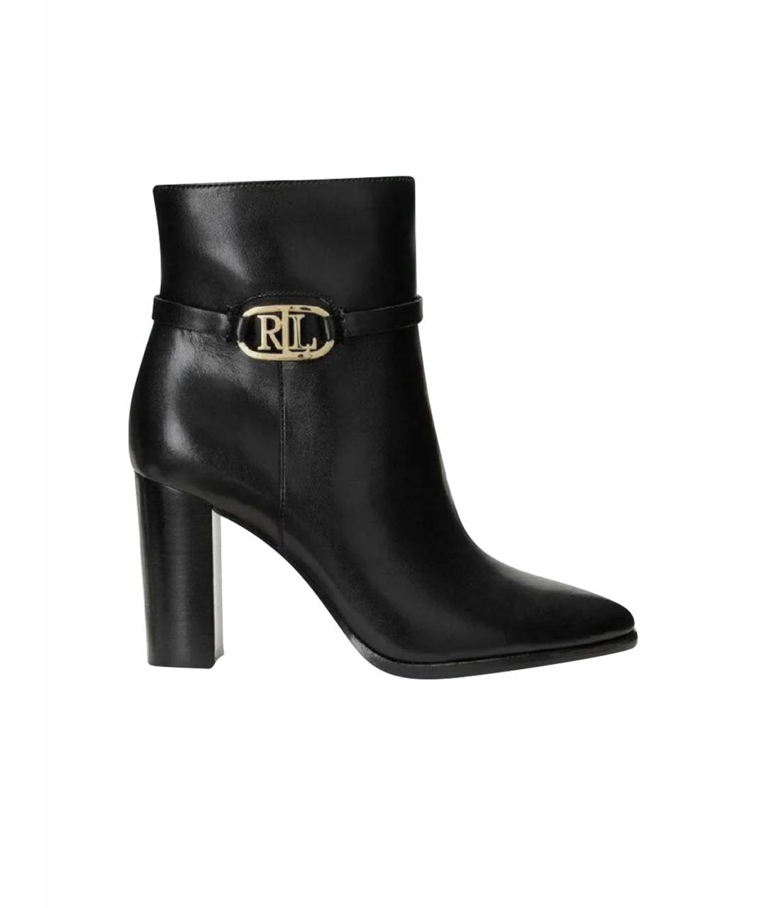 RALPH LAUREN Черные кожаные ботильоны, фото 1