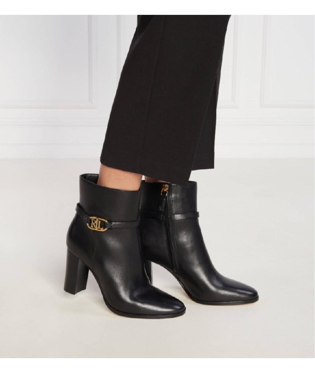 RALPH LAUREN Черные кожаные ботильоны, фото 2
